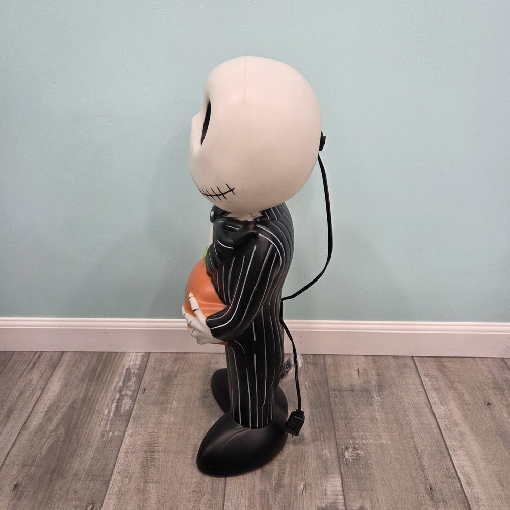 24" Nightmare Before Christmas Jack Skellington Pumpkin Blow Mold Light Up Gemmy - Picture 5 of 15